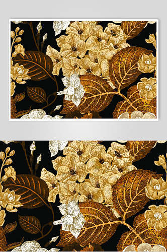 黑金中国风花卉花朵纹理矢量素材