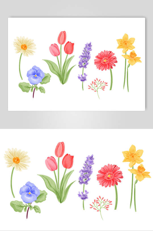 小清新鲜花水彩植物花卉手绘矢量素材