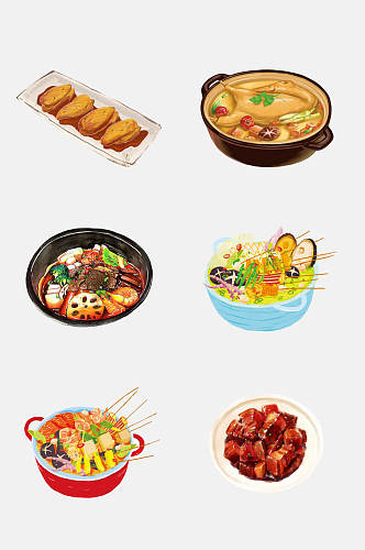 招牌美食水彩手绘中式菜品免抠素材