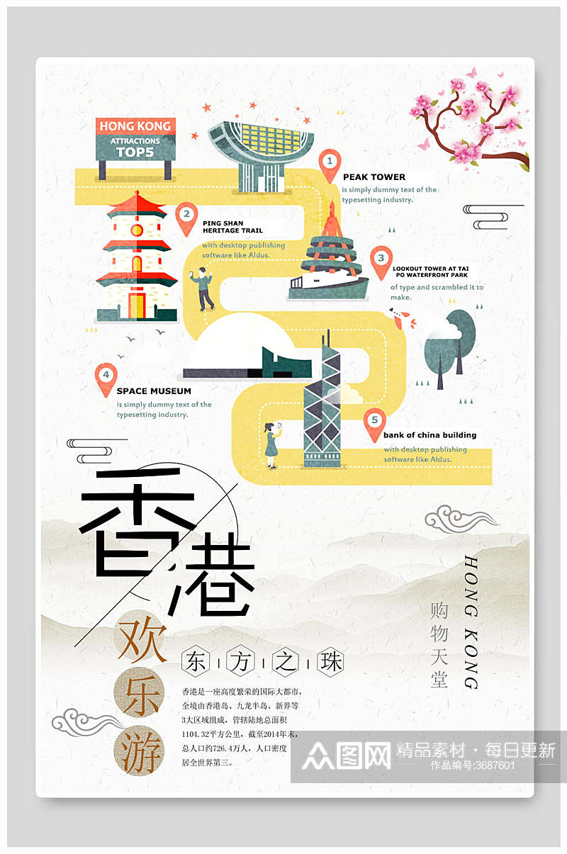 欢乐游香港旅游海报素材
