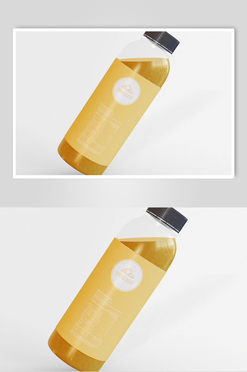 盘子黄色高端大气酒瓶包装贴图样机素材