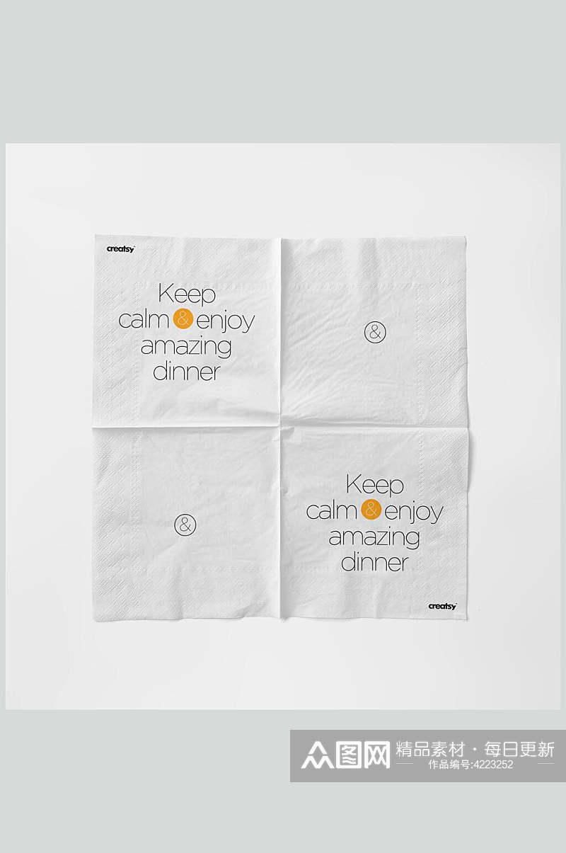 折痕皱纹英文餐厅纸巾卫生纸样机素材
