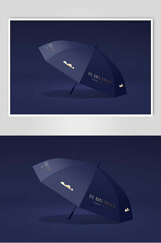 雨伞蓝色立体留白清新品牌样机