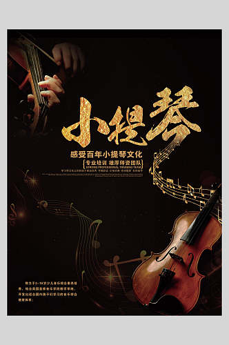 黑金小提琴乐器演奏招生海报