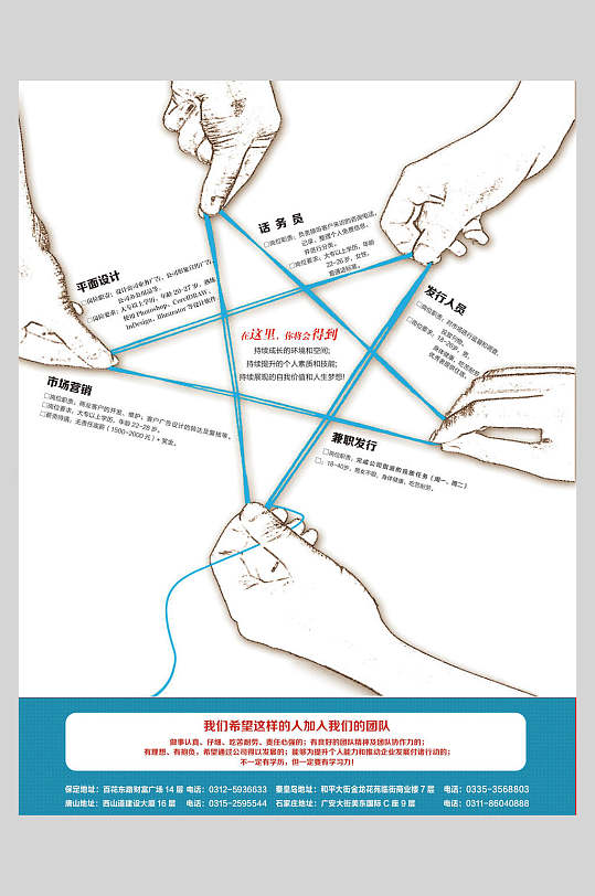 穿针引线招聘海报