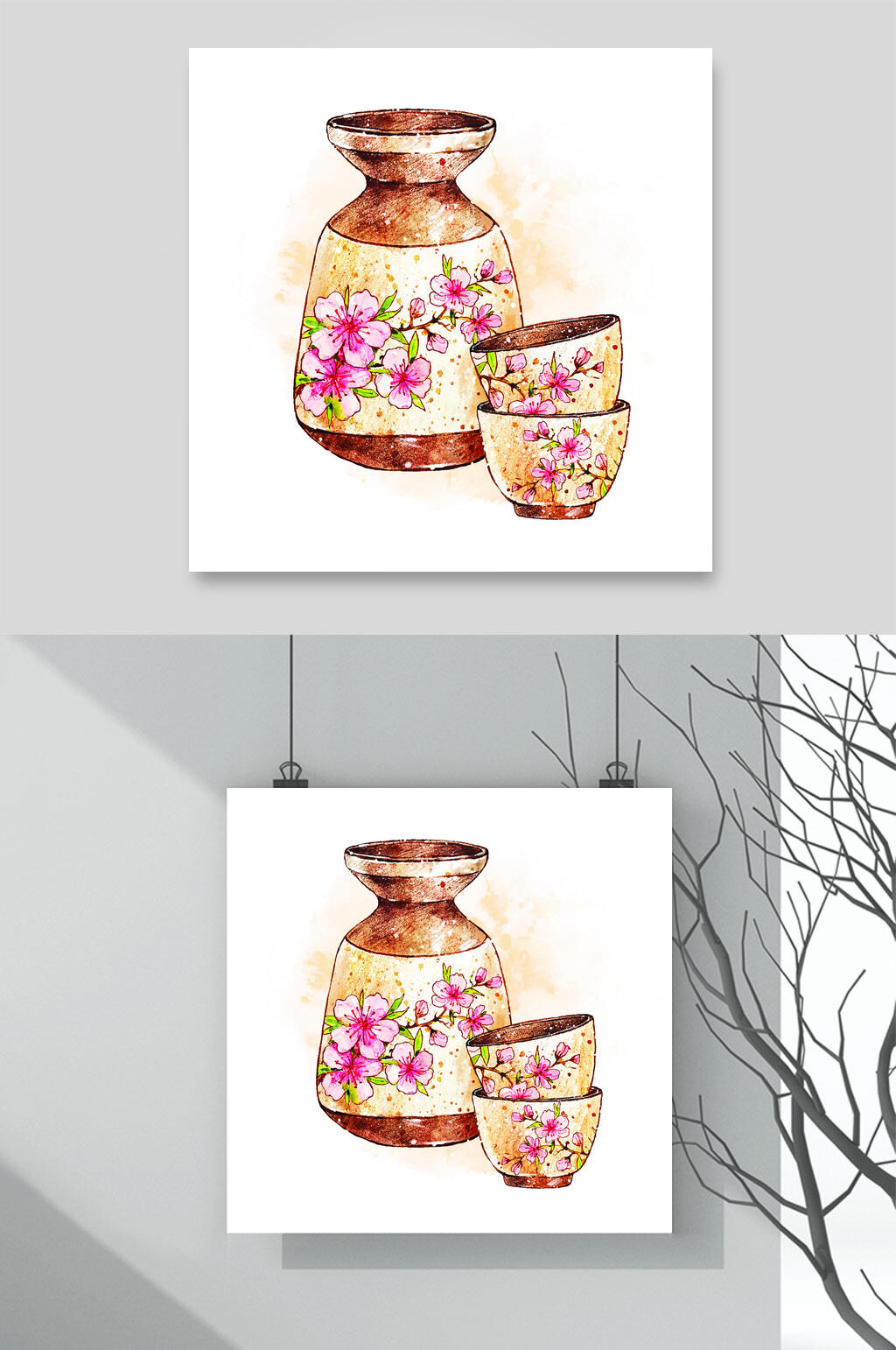 茶具美食插画矢量素材素材