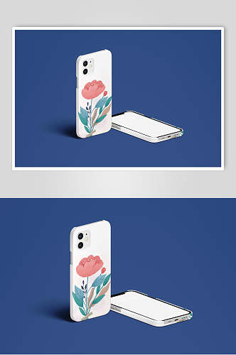 手机壳花朵创意大气蓝色品牌样机