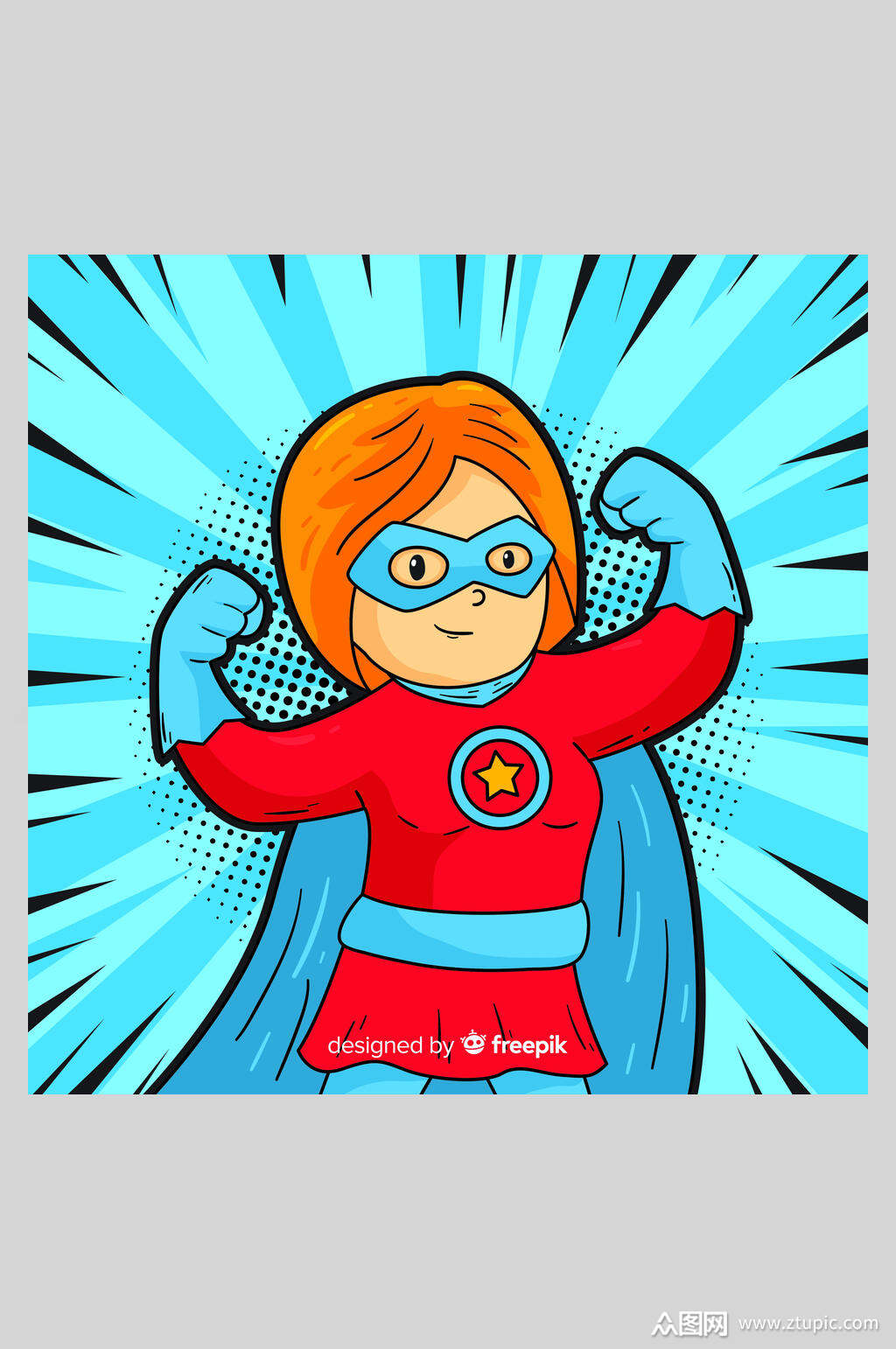 创意超人漫威波普风漫画人物矢量插画素材