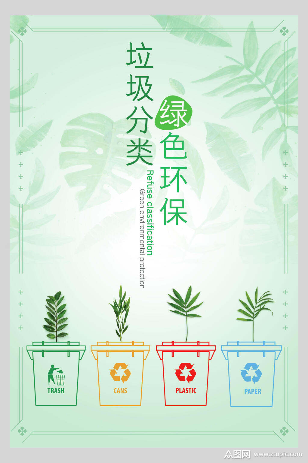绿色环保垃圾分类海报