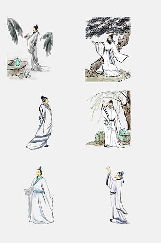 中国风中国古代人物诗人免抠设计素材
