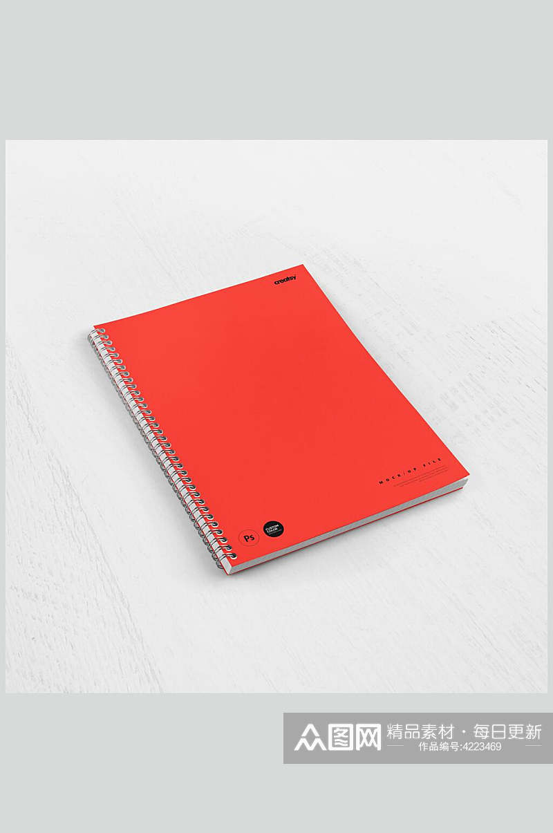 红色简约高端大气笔记本贴图样机素材
