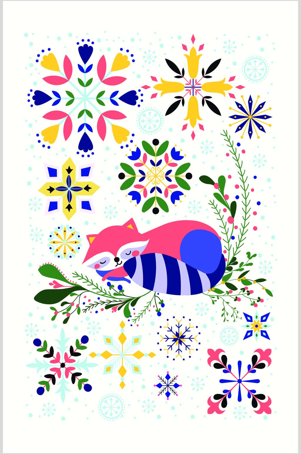 花式动物主题插画矢量素材素材