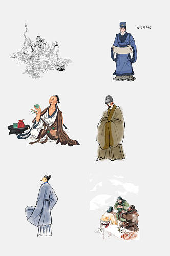 中式创意中国古代人物免抠设计素材