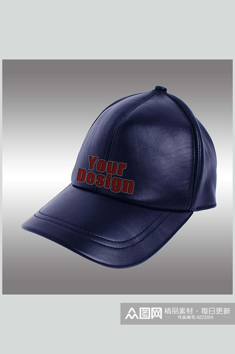 深蓝色高端大气简约棒球帽服装样机素材