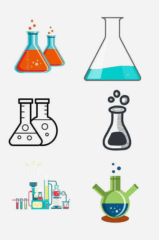 器具绿色卡通科学化学用具免抠素材