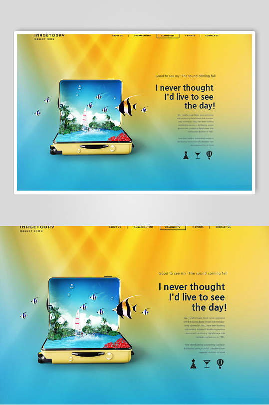 旅行箱三亚创意旅游度假合成海报