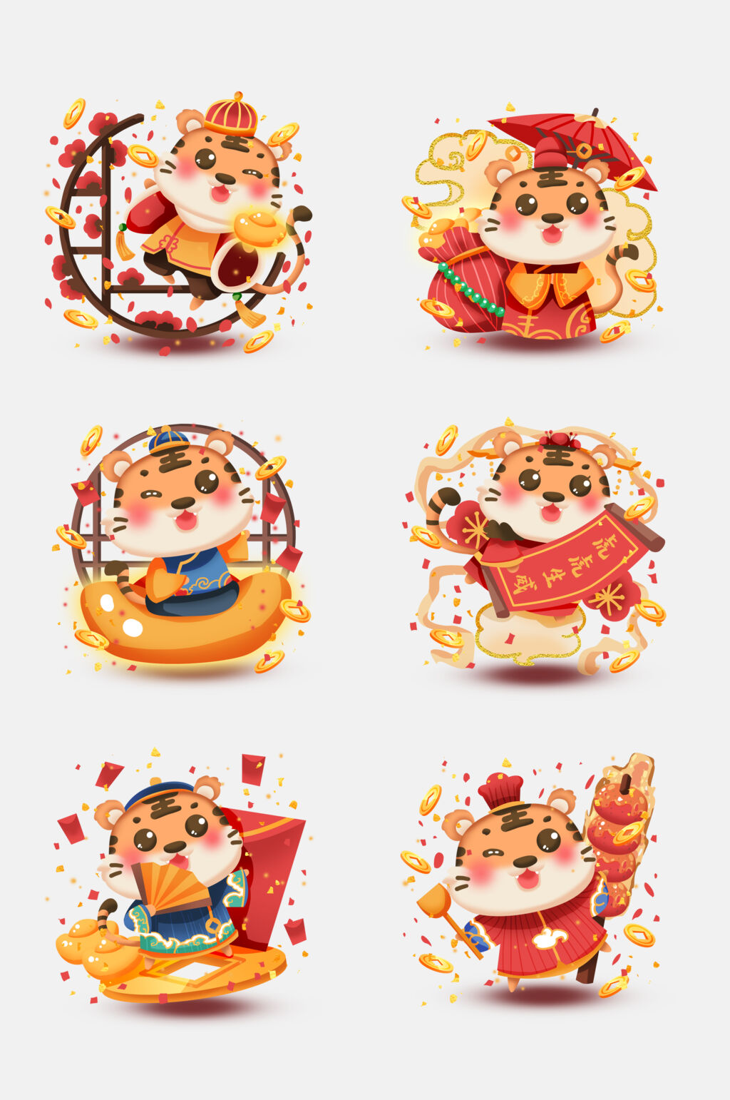 中式虎年新年免抠素材素材