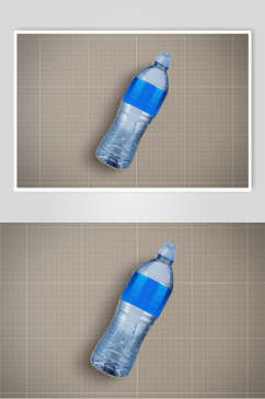 线条方格液体贴纸蓝色瓶子样机