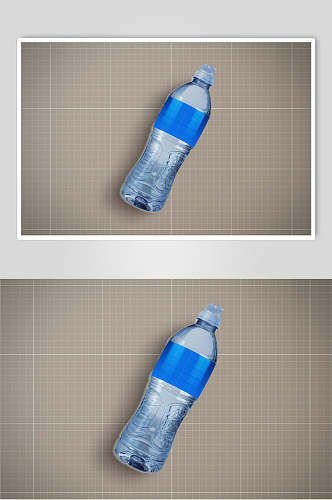 线条方格液体贴纸蓝色瓶子样机