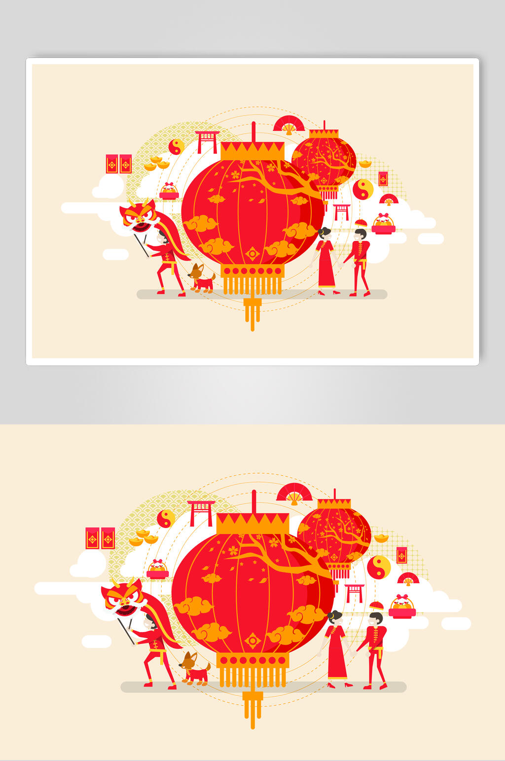灯笼新年春节矢量素材素材