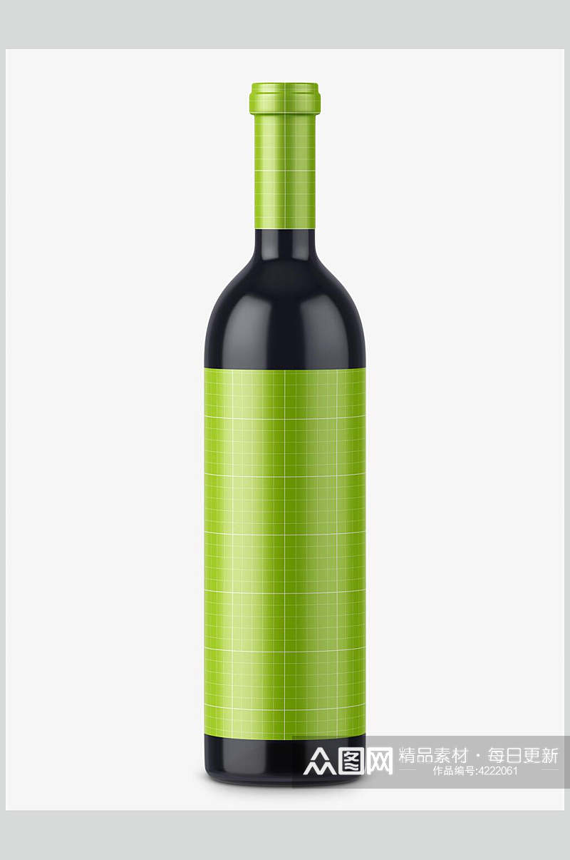 黑绿线条创意大气简约风红酒瓶样机素材