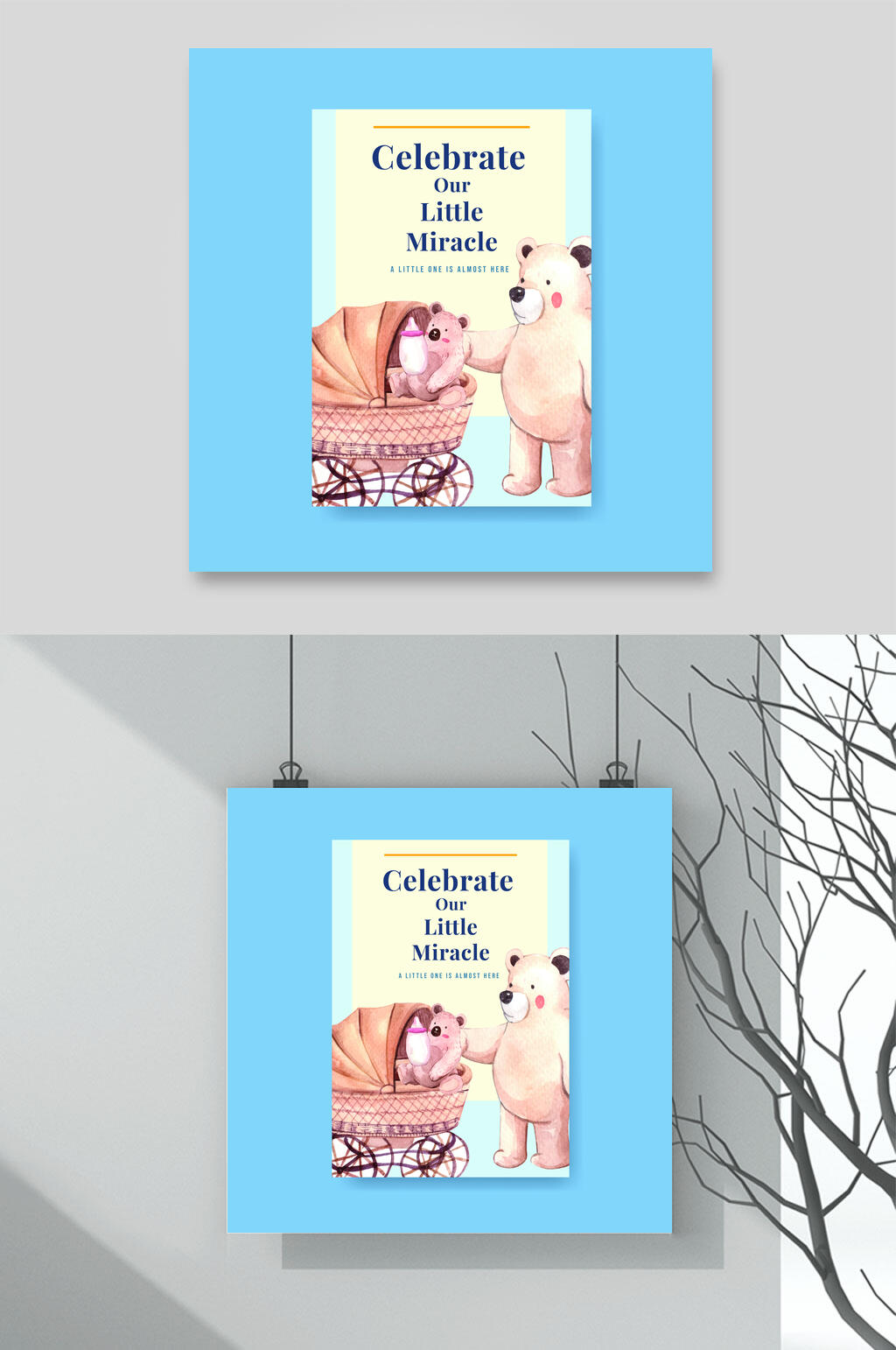 熊猫卡通时尚插画海报矢量素材素材