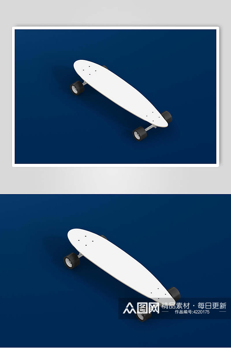 滑板蓝白简约创意大气清新品牌样机素材