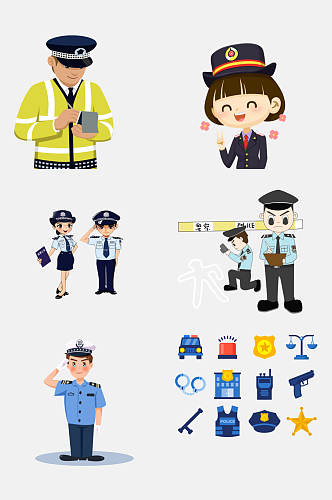 创意公安警察免抠设计 元素