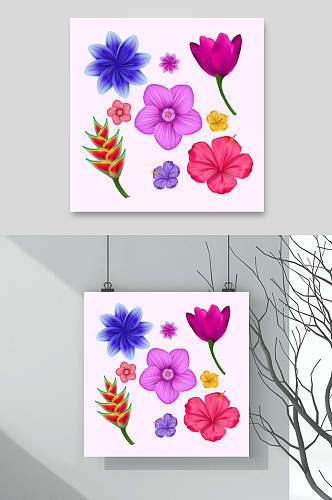 花朵水彩植物花卉手绘矢量设计素材