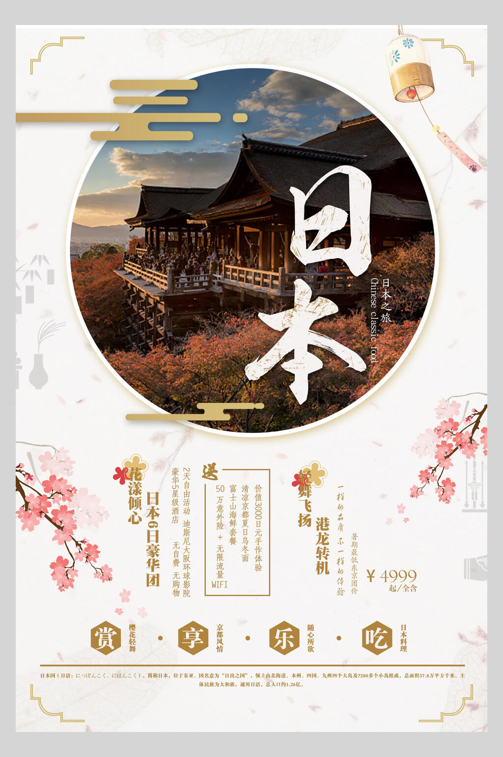 樱花日本东京名古屋旅行促销海报素材