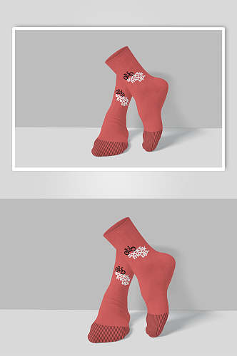 英文红灰创意大气运动袜子展示样机