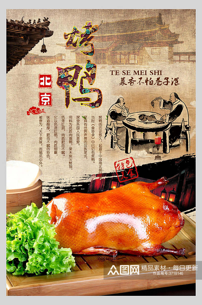 北京烤鸭烧烤夜宵海报素材