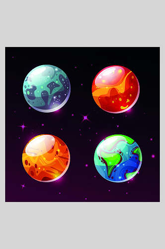 星球科普紫梦幻太空银河背景矢量插画素材