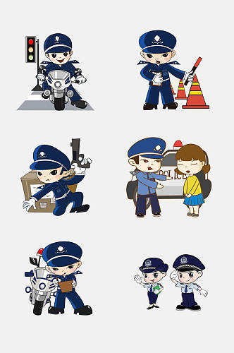 卡通创意公安警察免抠 元素