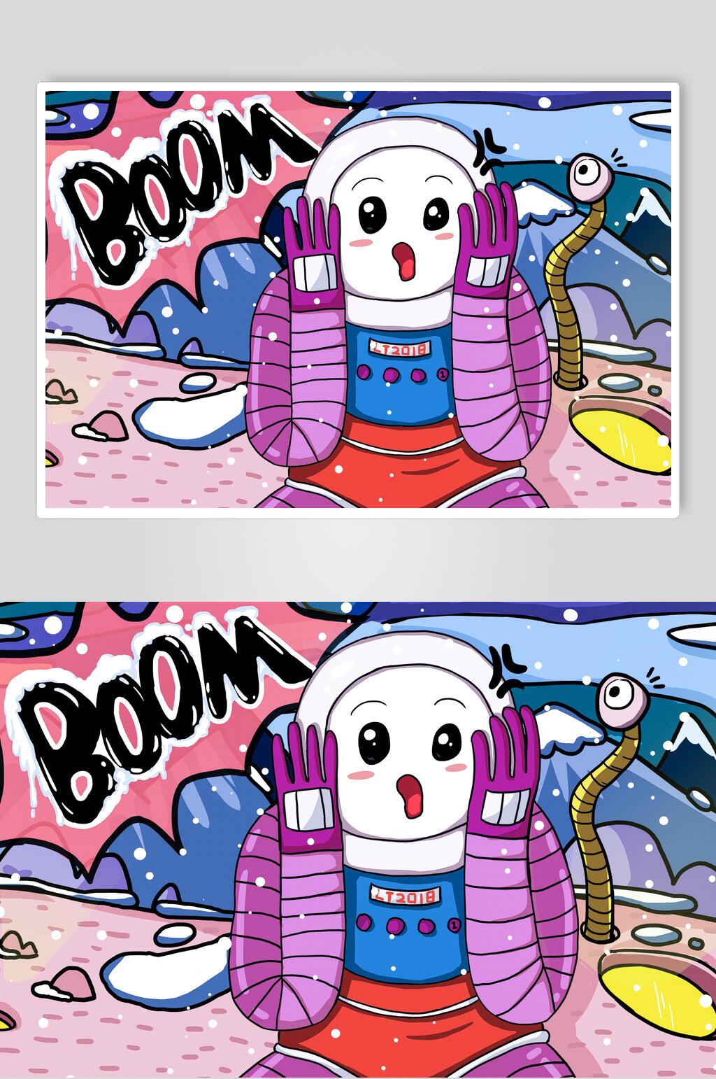 创意雪人街头嘻哈插画素材