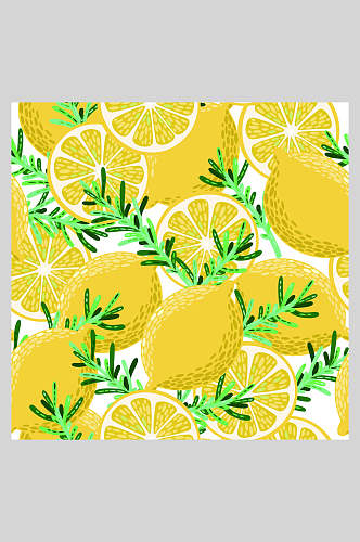 小清新柠檬水果插画背景矢量素材
