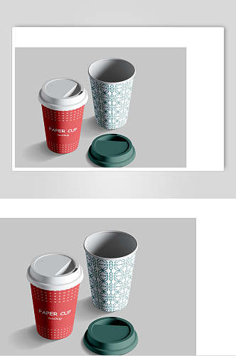 红绿创意大气咖啡奶茶杯贴图样机