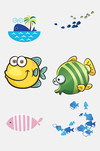 时尚卡通可爱鱼类免抠素材