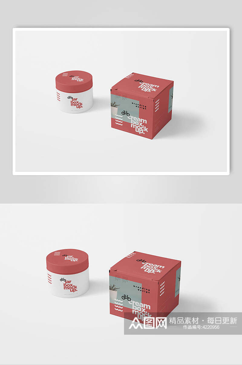 盒子红色方形创意大气简洁文创样机素材