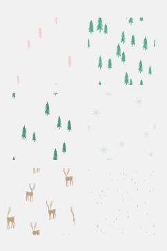 麋鹿树木森系植物图案免抠素材