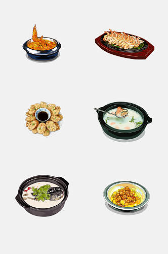 美味食物水彩手绘中式菜品免抠素材