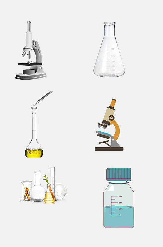 显微镜卡通科学化学用具免抠素材
