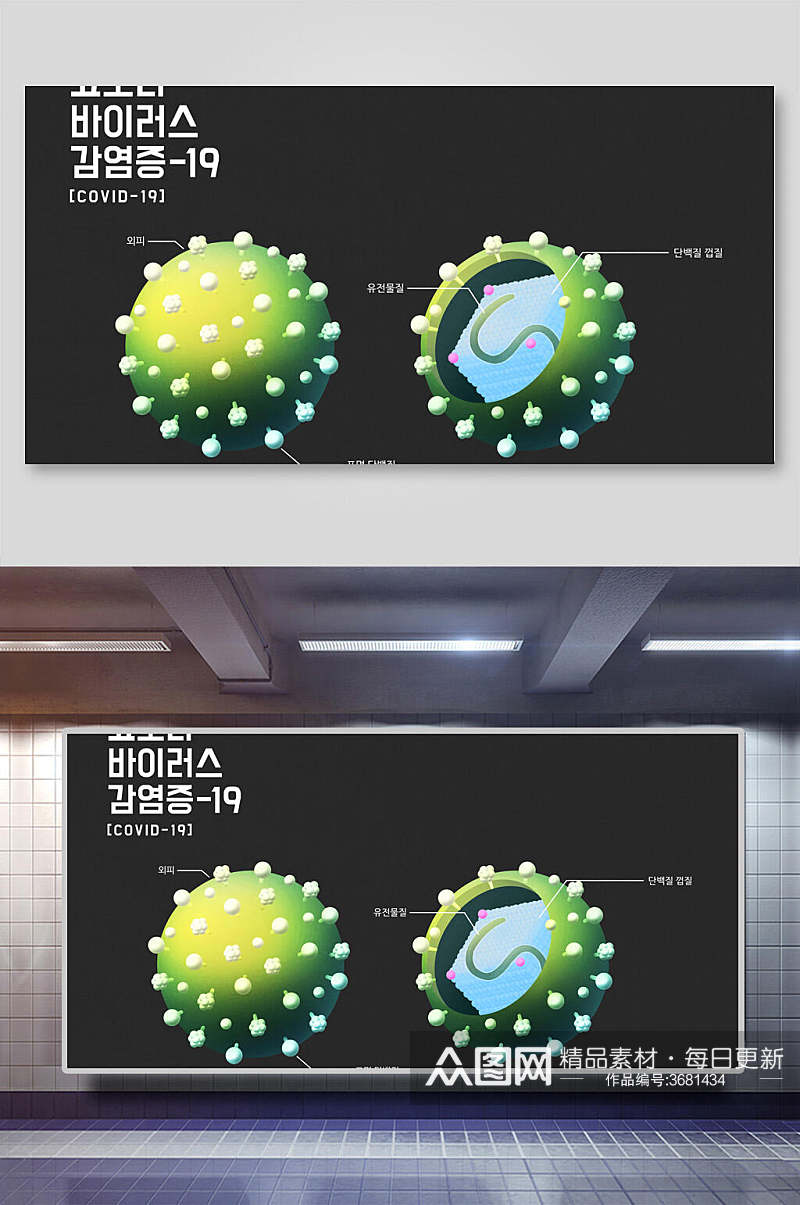 韩文新冠肺炎防疫宣传插画素材