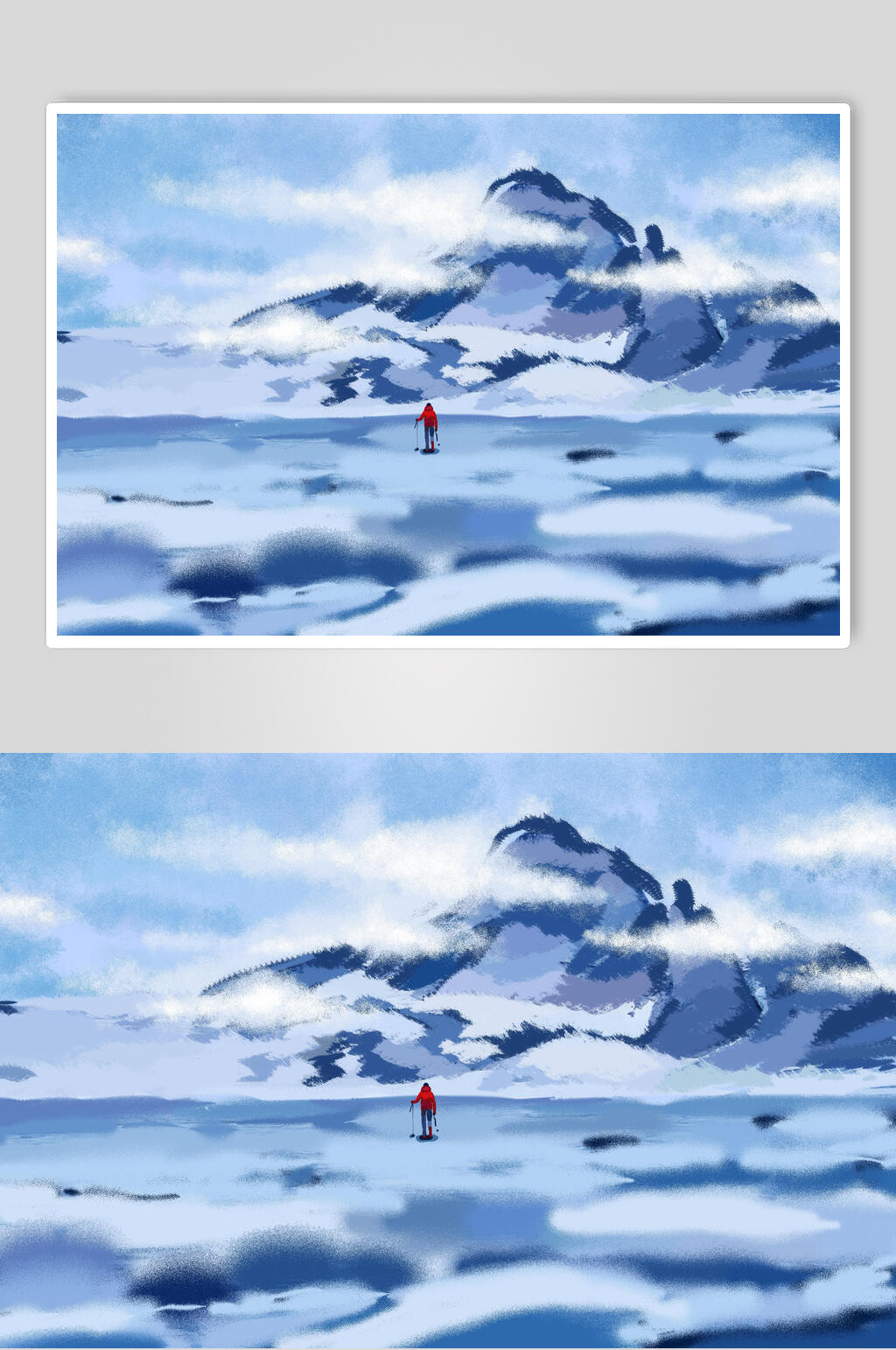 唯美大气雪山街头嘻哈插画素材