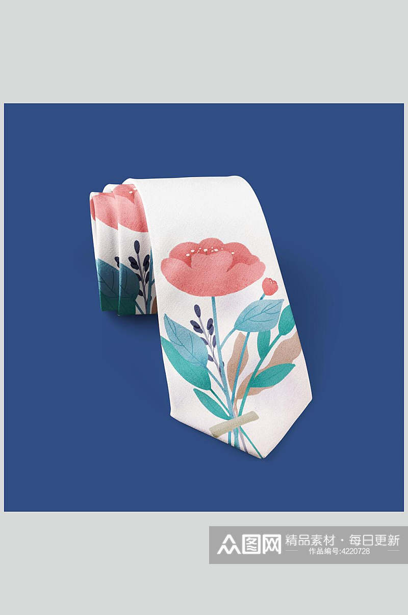 花朵领带蓝白创意大气清新品牌样机素材