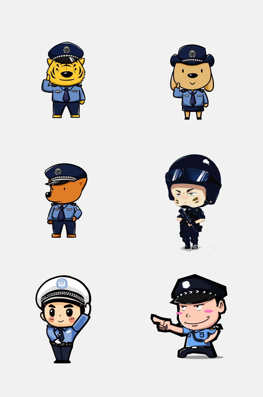 简洁公安警察免抠设计 元素素材