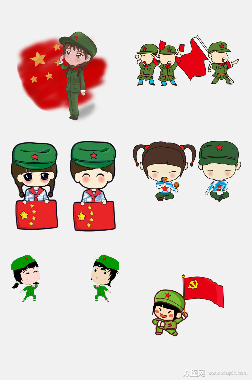 水彩卡通军人免抠设计素材素材