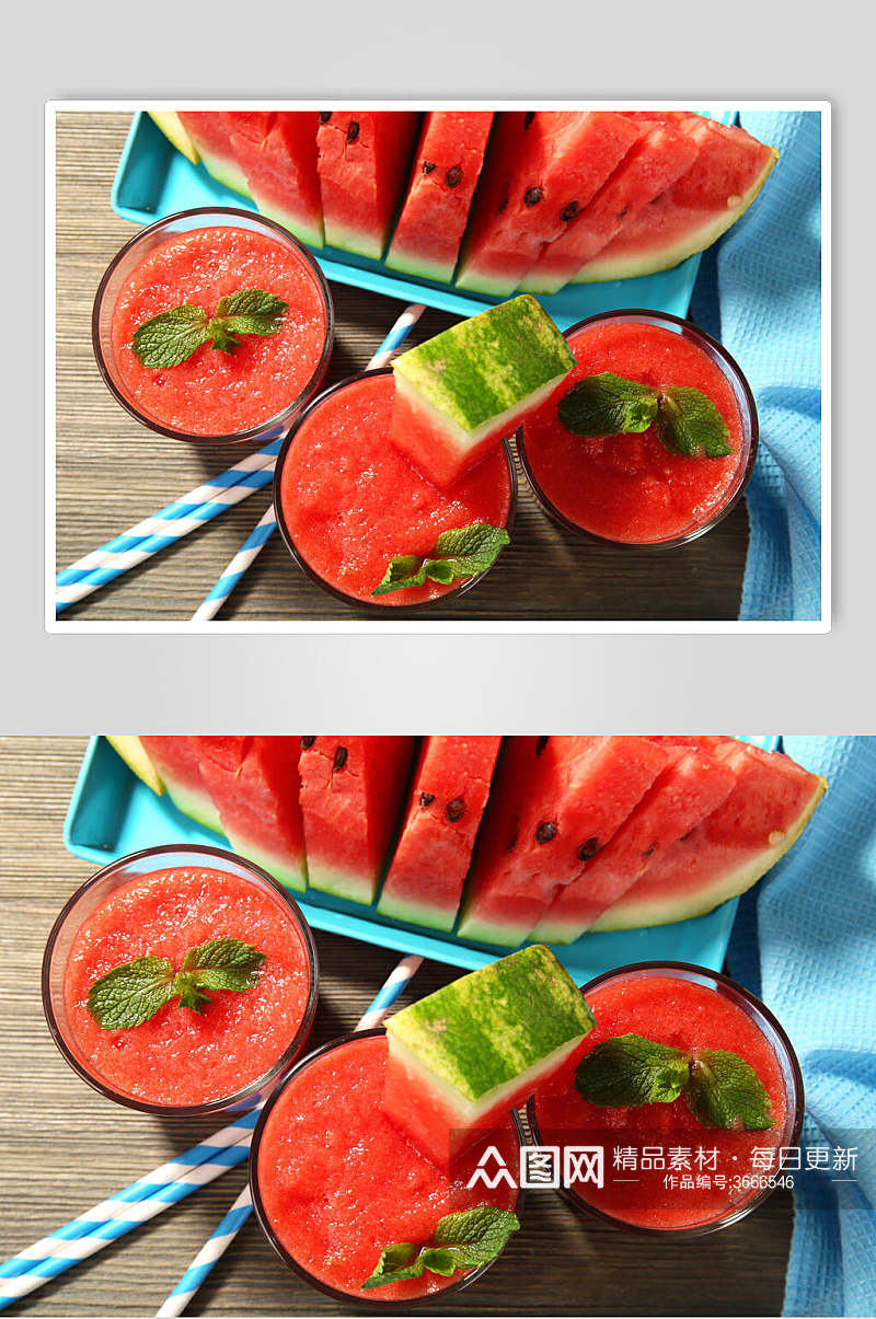 招牌西瓜汁鲜榨水果汁摄影图片叁素材