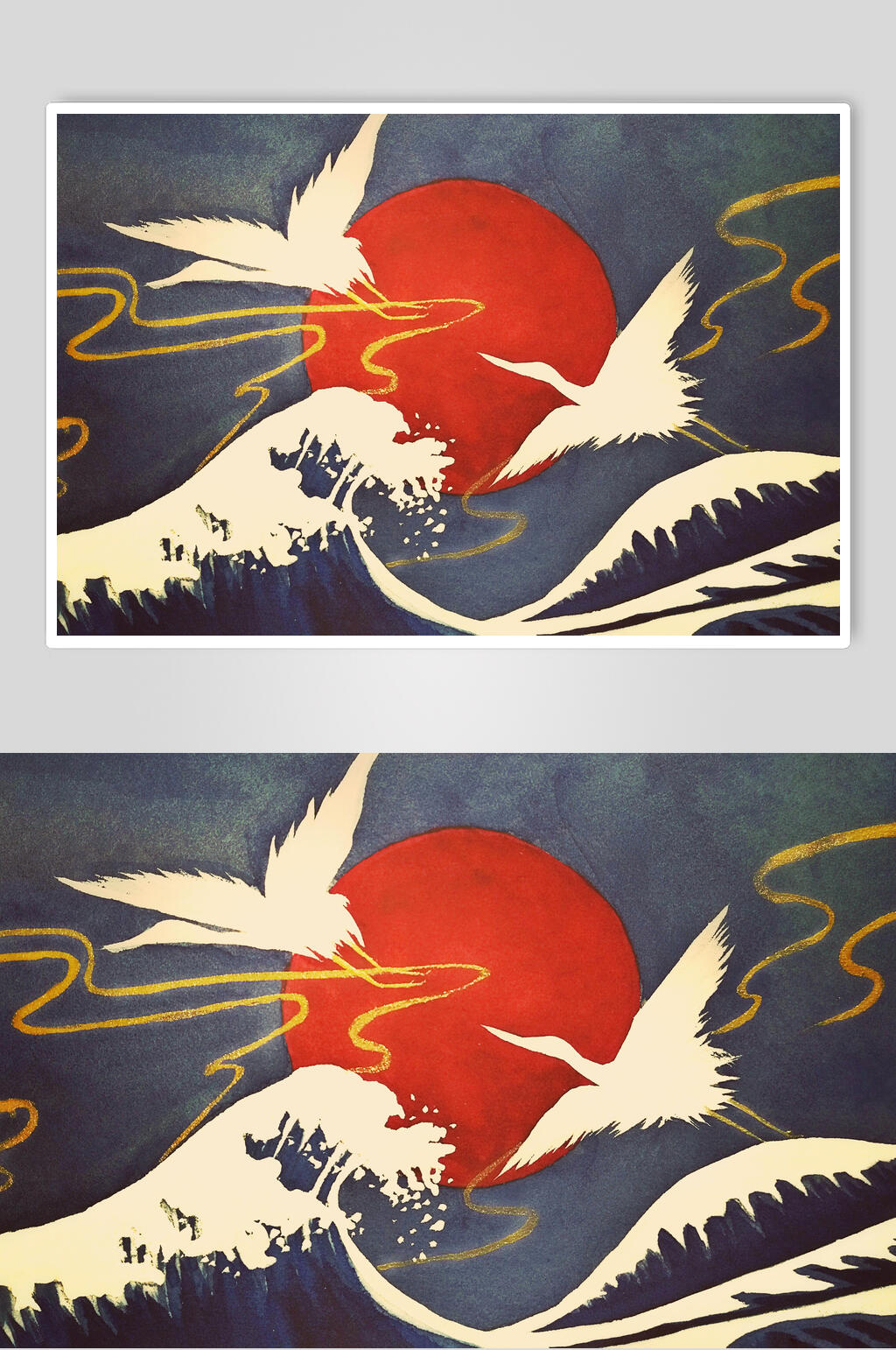 典雅大气国潮风仙鹤插画素材