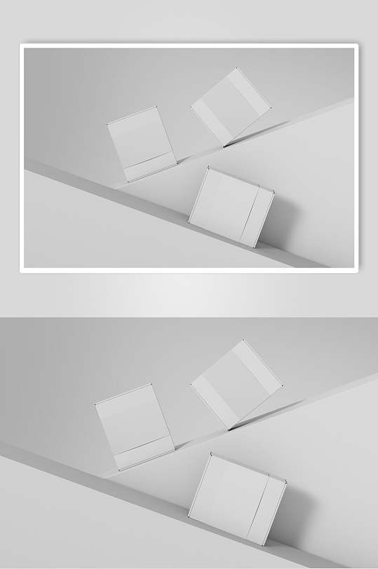 方形简约展台时尚白膜盒子场景样机
